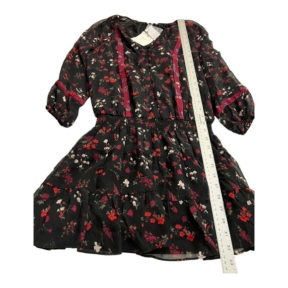 Joie Silk Floral Dress Sheer Sleeves Size Small NWT - Picture 11 of 14